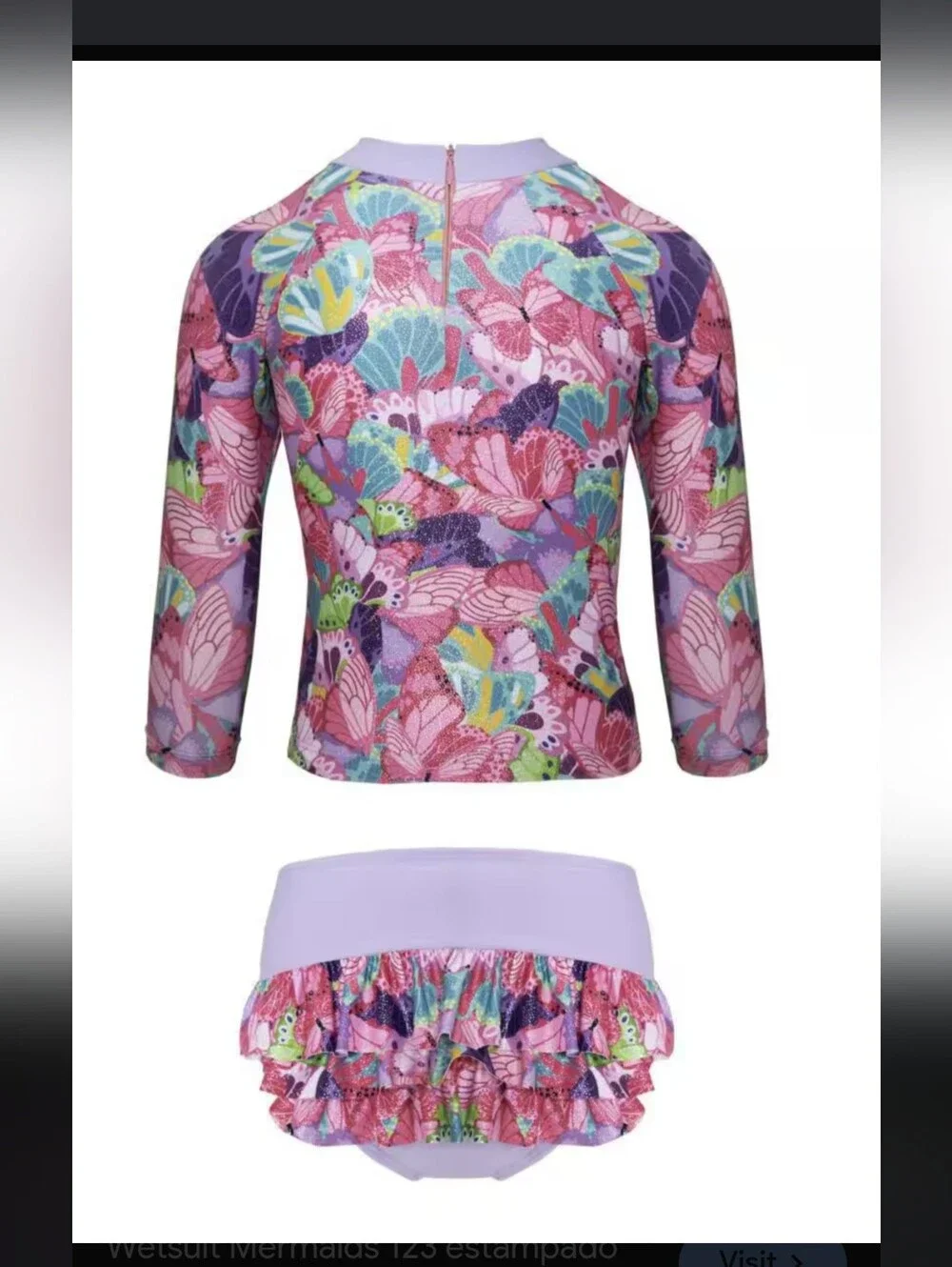 NWT! MERMAID 123 Baby Lavender Butterfly Print Rashguard Swim Set Size 2